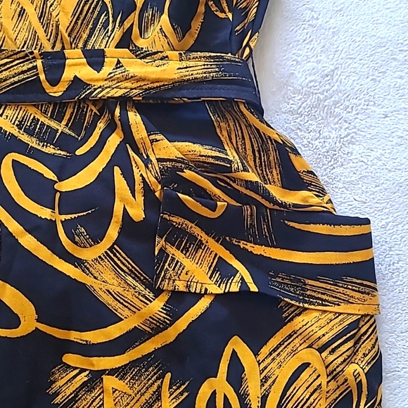 Vintage Contempo Casual Dress Womens 7 Sheath Floral Retro Preppy Black Gold - Picture 5 of 16